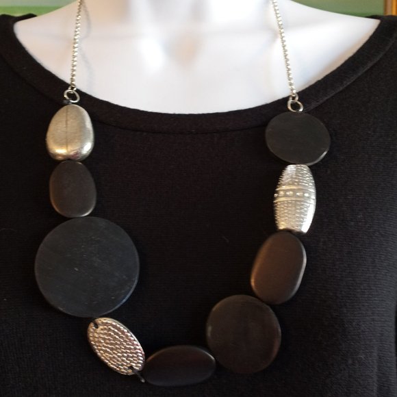 Jewelry | Black And Silver Tone Asymmetrical Large Bauble 26 ...